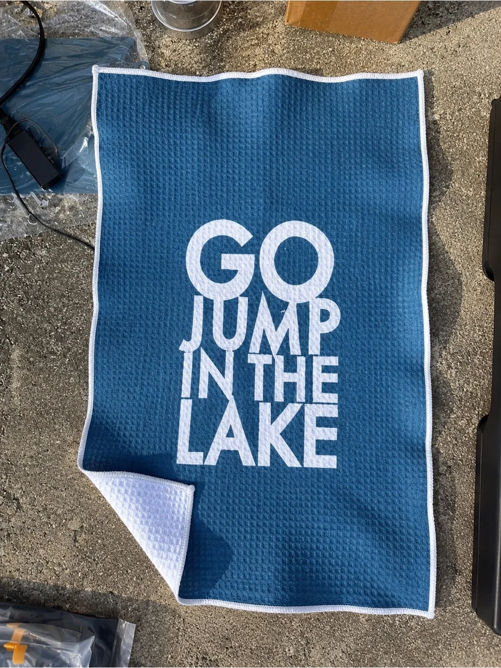 NWOT Go Jump in the Lake Blue Microfiber Cleaning Rag Towel